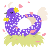 A blurple and cream chicken with a speckle pattern