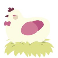 A white and fuchsia chicken