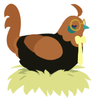 A black and russet chicken with a head pattern