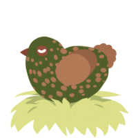 A olive and brown chicken with a speckle pattern