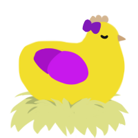 A yellow and amethyst chicken