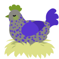 grafitti, a ash and indigo chicken with a speckle pattern