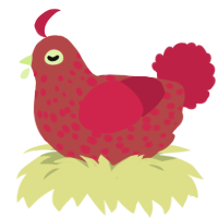 (unnamed), a red and crimson chicken with a speckle pattern