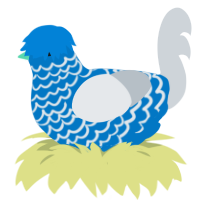 Hartley, a sapphire and mist chicken with a lace pattern