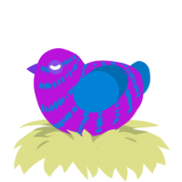 (unnamed), a amethyst and sapphire chicken with a bar pattern