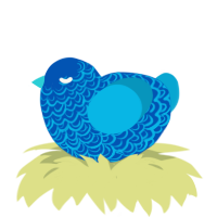(unnamed), a ultramarine and cerulean chicken with a double-lace pattern