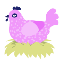 A lavender chicken with a speckle pattern