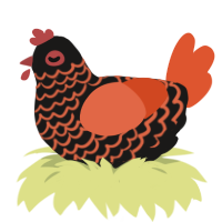 A sable and vermilion chicken with a lace pattern