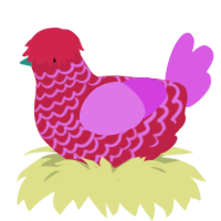 A crimson and orchid chicken with a lace pattern