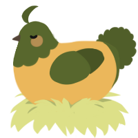 Moss, a honey and olive chicken with a head pattern