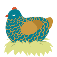 (unnamed), a sea and gold chicken with a lace pattern