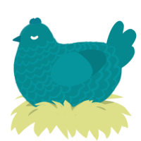 teal xxy, a teal chicken with a lace pattern