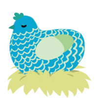A cerulean and gluppy chicken with a lace pattern