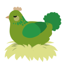 aw dang it, a chartreuse and viridian chicken with a neck-speckle pattern