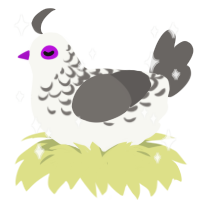A white and grey chicken with a half-lace pattern