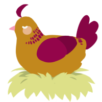 A ochre and maroon chicken with a neck-band pattern