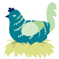 Puddle, a sea and gluppy chicken with a half-bar pattern