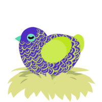 Lucid Hallucination, a indigo and lime chicken with a double-lace pattern