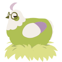 Mr Bobbs, a chartreuse and lilac chicken with a head pattern