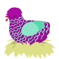 Feather Duster, a plum and mint chicken with a lace pattern