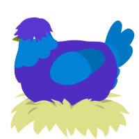 A indigo and sapphire chicken with a head pattern