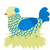 Tropicala, a lemon and sapphire chicken with a lace pattern