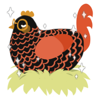 A black and vermilion chicken with a lace pattern
