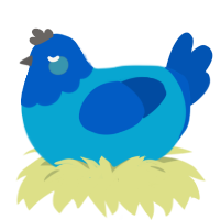 A cerulean and ultramarine chicken with a head pattern