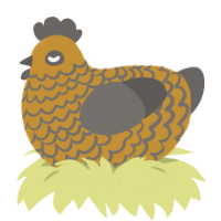 A gold and grey chicken with a lace pattern