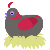 (unnamed), a grey and crimson chicken with a neck-speckle pattern
