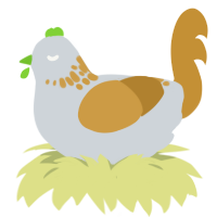 white bread, a mist and gold chicken with a neck-speckle pattern