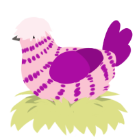 Heartie, a rose and plum chicken with a bar pattern