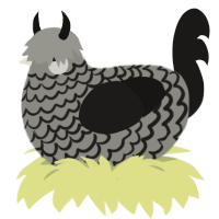 A ash and sable chicken with a lace pattern