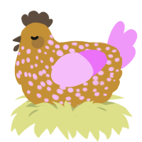 Orange Cake, a gold and lavender chicken with a speckle pattern