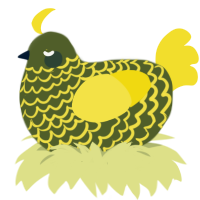 jar, a olive and yellow chicken with a lace pattern