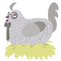 Mr Tom Cat, a lilac and ash chicken with a lace pattern