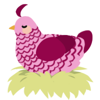 A pink and maroon chicken with a lace pattern