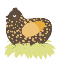 Wert, a bark and honey chicken with a speckle pattern