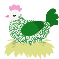 Gardener, a white and leaf chicken with a double-lace pattern