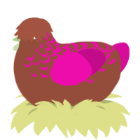 (unnamed), a russet and fuchsia chicken with a half-lace pattern