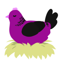GetInto Hypnosis Mic, a plum and black chicken with a neck-band pattern