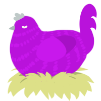 Raspberry Blast, a amethyst chicken with a bar pattern