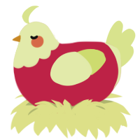 A crimson and lemon chicken with a head pattern