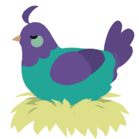 A turquoise and overcast chicken with a head pattern
