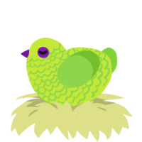 Glorp, a lime and grass chicken with a lace pattern