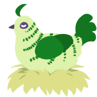 A apple and leaf chicken with a half-bar pattern