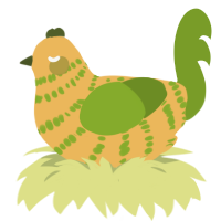 g, a honey and chartreuse chicken with a bar pattern