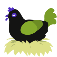 A black and chartreuse chicken