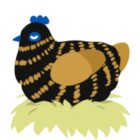 Precious Trinket, a black and gold chicken with a bar pattern