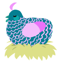 A sea and lavender chicken with a lace pattern